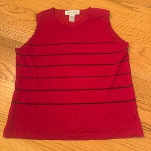 Jones Wear Women’s Size Large Red Blue Stripe Tank Top Silk Polyester Blend